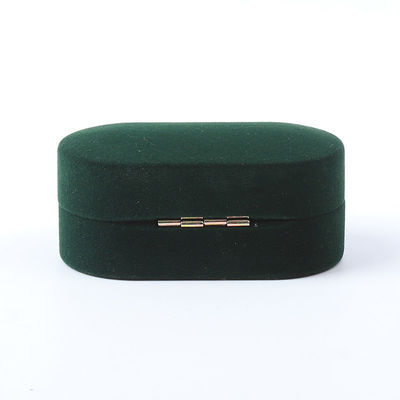 Groothandel Vervaardiging Luxe Juwelen Doos Gepersonaliseerd Custom Groen Fluwelen Juwelen Verpakking Bruiloft Verloving Dubbele Ring Doos Met Logo