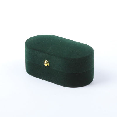 Groothandel Vervaardiging Luxe Juwelen Doos Gepersonaliseerd Custom Groen Fluwelen Juwelen Verpakking Bruiloft Verloving Dubbele Ring Doos Met Logo