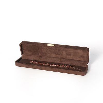 Hoogwaardige luxe bruine flanellen fluwelen sieradendoos voor armband, ketting, ring, oorbel