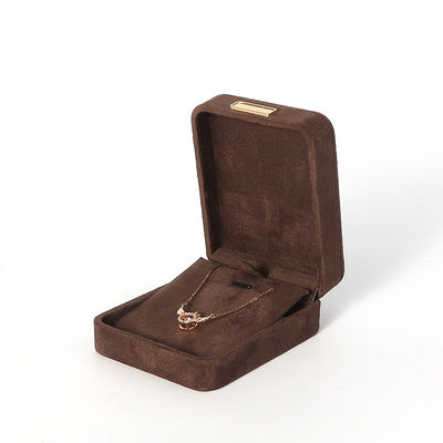 Hoogwaardige luxe bruine flanellen fluwelen sieradendoos voor armband, ketting, ring, oorbel