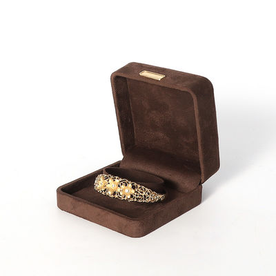 Groothandel Productie Luxe Juwelen Doos Gepersonaliseerd Custom High End Halsketting Armband Oorbellen Ring Juwelen Set Verpakking Fluweelbruine Juwelen Doos met logo