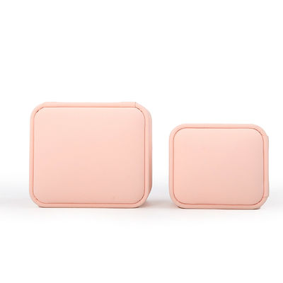 Groothandel Juwelen Verpakking Ring Box Custom Juwelen Verpakking Luxe roze Leders sieraden dubbele Ring Box voor bruiloft verloving