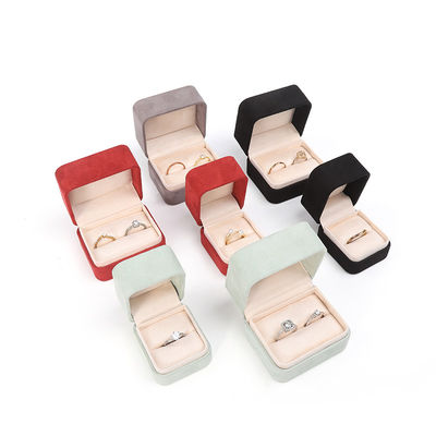 Groothandel High End Juwelen Verpakking Ring Box Custom logo Juwelen Verpakking Luxe Dubbele Verloving Velvet Ring Box
