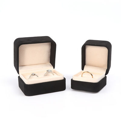 Groothandel High End Juwelen Verpakking Ring Box Custom logo Juwelen Verpakking Luxe Dubbele Verloving Velvet Ring Box