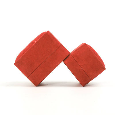 Groothandel Juwelen Verpakking Ring Box Custom Juwelen Verpakking Luxe Dubbele Bruiloft Verloving Rode fluwelen Ring Box met logo