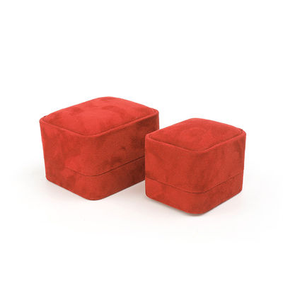 Groothandel Juwelen Verpakking Ring Box Custom Juwelen Verpakking Luxe Dubbele Bruiloft Verloving Rode fluwelen Ring Box met logo