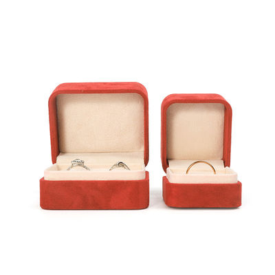 Groothandel Juwelen Verpakking Ring Box Custom Juwelen Verpakking Luxe Dubbele Bruiloft Verloving Rode fluwelen Ring Box met logo