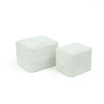 Groothandel Juwelen Verpakking Ring Box Custom Juwelen Verpakking Luxe Dubbele Bruiloft Verloving Groene Fluwelen Ring Box met logo