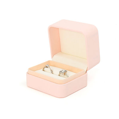 Aanpasbare Premium Roze Leren Sieradendoos Voor Ringen Opslag