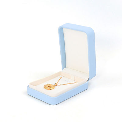 Lichtblauwe leren sieradendoos voor grote sieradenset ketting armband oorbellen ring verpakking