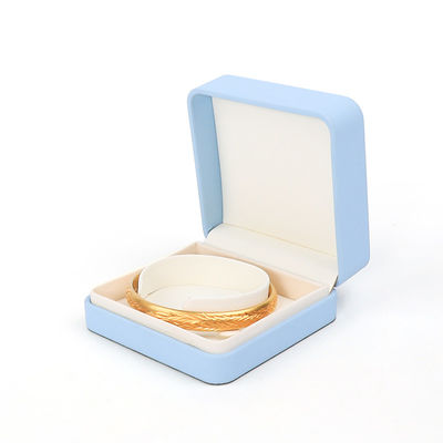 Lichtblauwe leren sieradendoos voor grote sieradenset ketting armband oorbellen ring verpakking