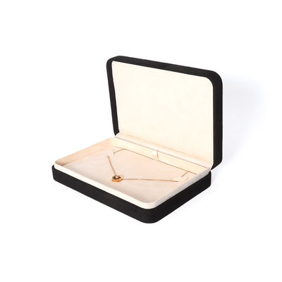 Hign End Big Jewelry Set Halsketting Armband Oorbellen Ring Verpakking Handgemaakte Vierkante Fluweel Zwarte Juwelen Doos Met Logo