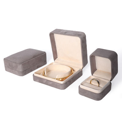 Premium grijze sieradenverpakkingsdoos op maat, hoogwaardige grote sieradenset, ketting, armband, oorbellen, ringverpakking