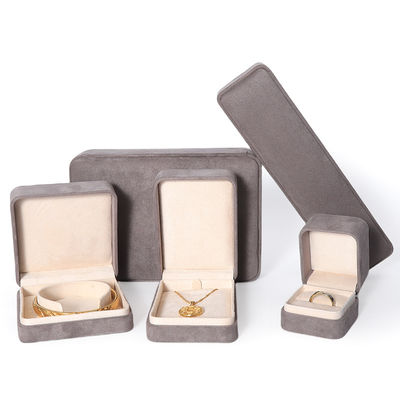 Premium grijze sieradenverpakkingsdoos op maat, hoogwaardige grote sieradenset, ketting, armband, oorbellen, ringverpakking