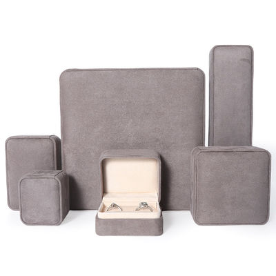 Premium grijze sieradenverpakkingsdoos op maat, hoogwaardige grote sieradenset, ketting, armband, oorbellen, ringverpakking