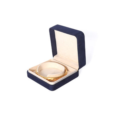 China Productie Groothandel Premium Blauwe Sieraden Verpakking Doos Op Maat Hoge Kwaliteit Grote Sieraden Set Ketting Armband Oorbellen Ring Verpakking Handgemaakte Vierkante Fluweel Blauwe Sieraden Doos Met Logo