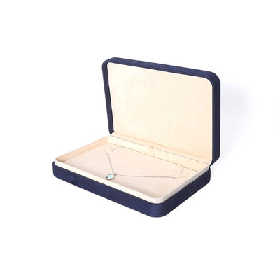 China Productie Groothandel Premium Blauwe Sieraden Verpakking Doos Op Maat Hoge Kwaliteit Grote Sieraden Set Ketting Armband Oorbellen Ring Verpakking Handgemaakte Vierkante Fluweel Blauwe Sieraden Doos Met Logo