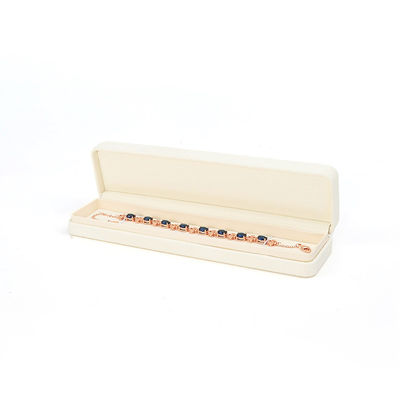 Handgemaakte vierkante wit leer sieraden verpakkingsdoos Custom luxe grote sieraden set doos voor halsketting armband oorbellen ring verpakking