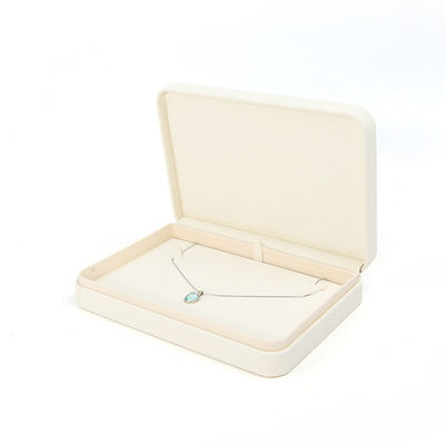 Handgemaakte vierkante wit leer sieraden verpakkingsdoos Custom luxe grote sieraden set doos voor halsketting armband oorbellen ring verpakking