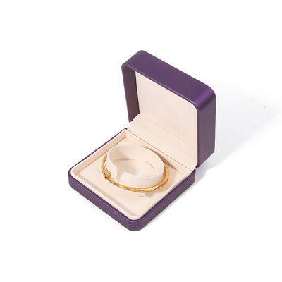 Hoogwaardige sieraden verpakkingsdoos Custom luxe grote sieraden set doos halsketting armband oorbellen ring verpakking handgemaakte vierkant paarse leder sieraden doos met logo