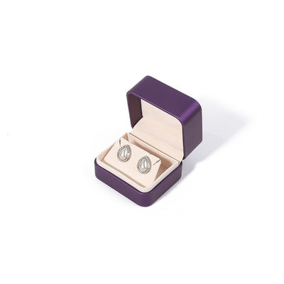 Hoogwaardige sieraden verpakkingsdoos Custom luxe grote sieraden set doos halsketting armband oorbellen ring verpakking handgemaakte vierkant paarse leder sieraden doos met logo