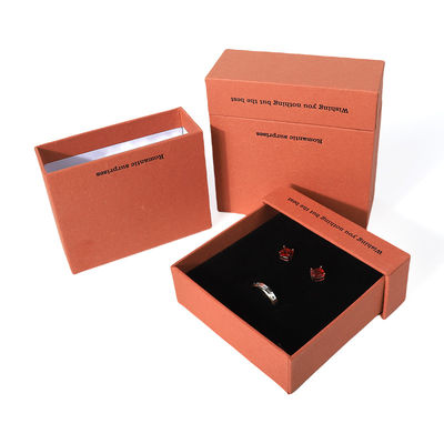 China productie groothandel hoogwaardige halsketting oorbel Armband ring doos Sieraden verpakking Gepersonaliseerde Custom Eco Friendly Karton Papier oranje laken Sieraden doos met logo