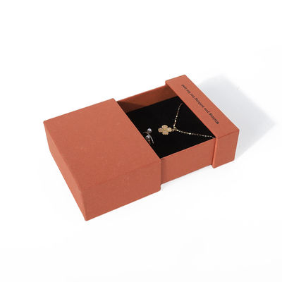 China productie groothandel hoogwaardige halsketting oorbel Armband ring doos Sieraden verpakking Gepersonaliseerde Custom Eco Friendly Karton Papier oranje laken Sieraden doos met logo