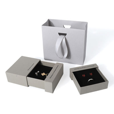 kopen China productie groothandel hoge kwaliteit Ketting Oorbel Armband ring doos Sieraden verpakking Gepersonaliseerd Custom Milieuvriendelijk Karton Papier grijs Lade Sieraden Doos met logo online manufacture