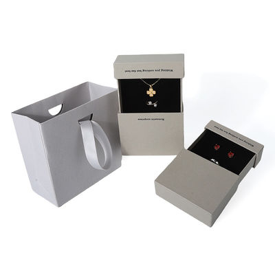 China productie groothandel hoge kwaliteit Ketting Oorbel Armband ring doos Sieraden verpakking Gepersonaliseerd Custom Milieuvriendelijk Karton Papier grijs Lade Sieraden Doos met logo