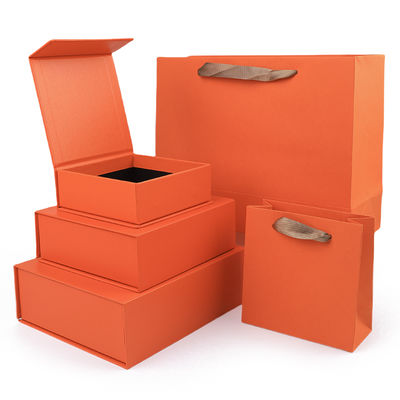 Groothandel productie van hoge kwaliteit Magnetische Geschenkdoos Verpakking Aangepast logo luxe Milieuvriendelijk Karton Papier oranje Magnetische Sieradendoos
