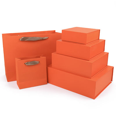 Groothandel productie van hoge kwaliteit Magnetische Geschenkdoos Verpakking Aangepast logo luxe Milieuvriendelijk Karton Papier oranje Magnetische Sieradendoos