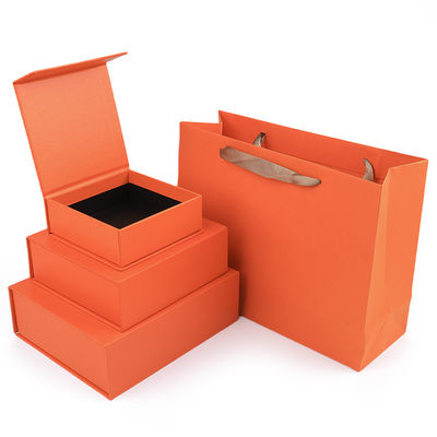 Groothandel productie van hoge kwaliteit Magnetische Geschenkdoos Verpakking Aangepast logo luxe Milieuvriendelijk Karton Papier oranje Magnetische Sieradendoos