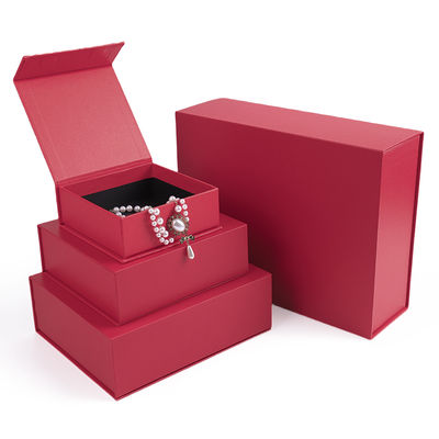 Groothandel productie van hoge kwaliteit Magnetische cadeaubon Verpakking Custom logo luxe Eco Friendly Karton Papier rood Magnetische sieraden doos