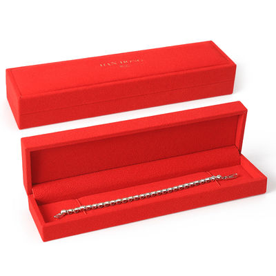 High-end fluweel vierkant rode sieraden doos voor armband halsketting ring verpakking