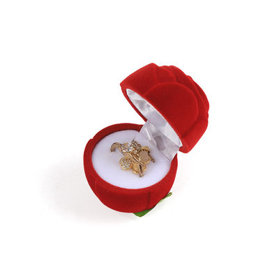 aanpasbare high-end rode fluwelen rozenbloem sieraden ringdoos voor Valentijnsdag