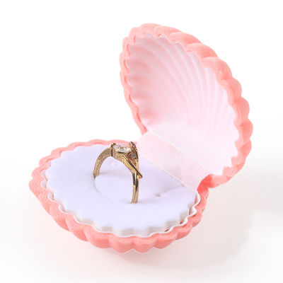 gepersonaliseerde hign kwaliteit flip shell fluwelen ring doos sieraden verpakking