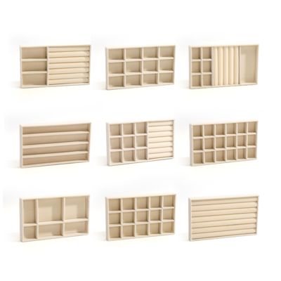 aanpasbaar Luxe beige fluweel juwelenbakken OEM juwelenbakken display voor ring armband halsketting