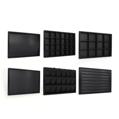 Aanpasbare luxe zwarte leren sieradenbakken OEM sieradenbakken display voor ring, armband, ketting