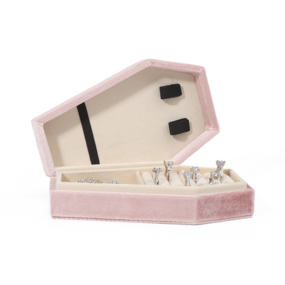 Op maat gemaakte organisator opslag roze fluweel juwelen reisdoos OEM kerstjuwelen cadeaubon