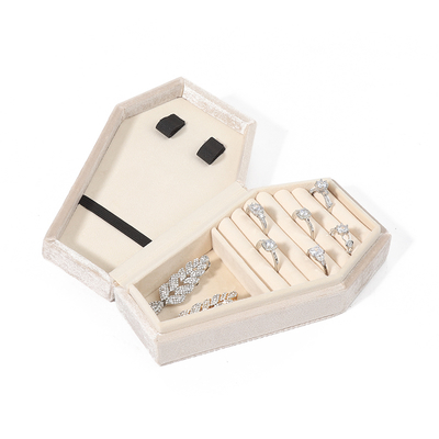 Op maat gemaakte organisator Opbergruimte Wit fluweel Juwelen Reisdoos OEM Kerstjuwelen cadeaubon