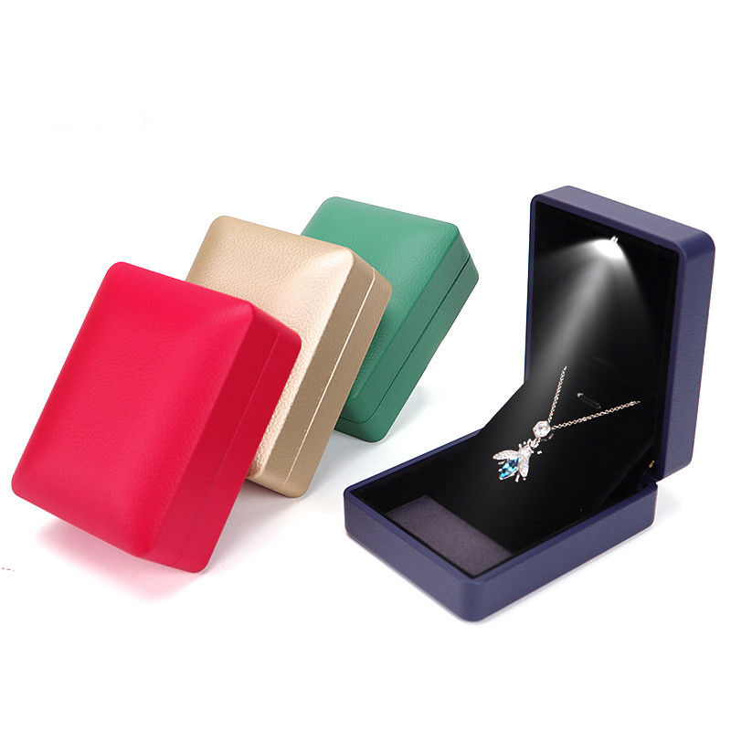 Huid sieraden doos met licht Hanhong ronde logo zijde scherm gedrukt aangepaste ring doos