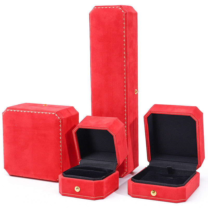 Custom logo juwelen pakket in rood fluweel voor hanger oorbellen armband halsketting ring