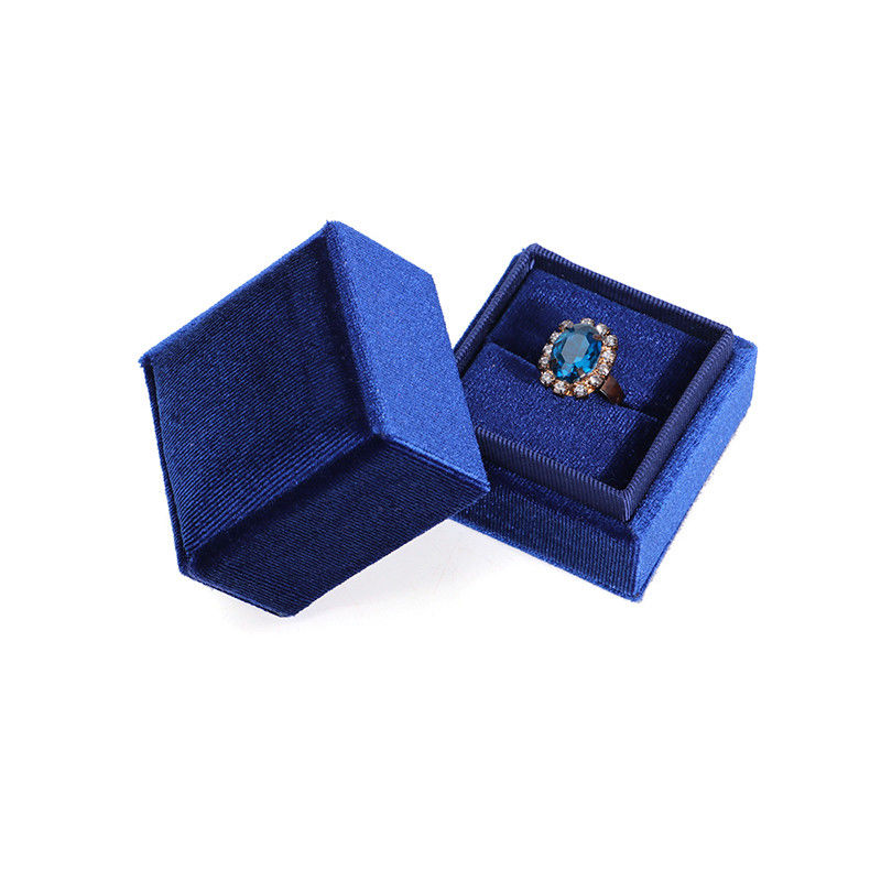 Hanhong Luxury Customized Blue Square Ring opslagdoos voor bruiloft verlovingspapier