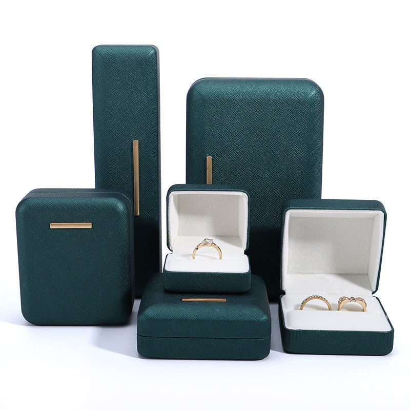 Hanhong Green PU Leather Velvet Juweliersdoos voor aangepast logo en luxe verpakking