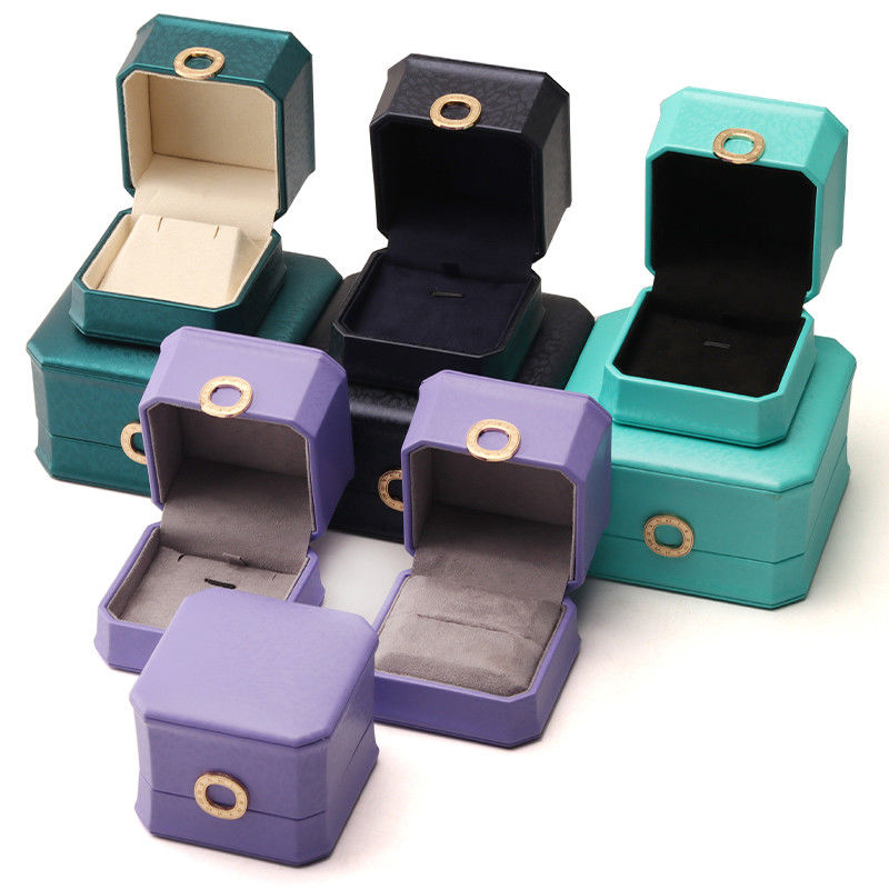 Vierkante halsketting ring doos met metaal luxe leder sieraden doos Hanhong PU leder verpakking