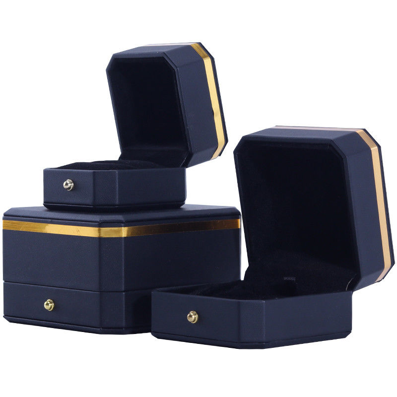 Octogonale zwarte PU leer sieraden doos voor Hanhong Custom Logo Armband Halsketting Ring