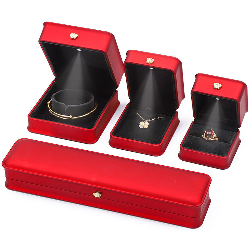 LED lichtrood kleuren juwelen doos sets, juwelen verpakkingsdoos met aangepast logo