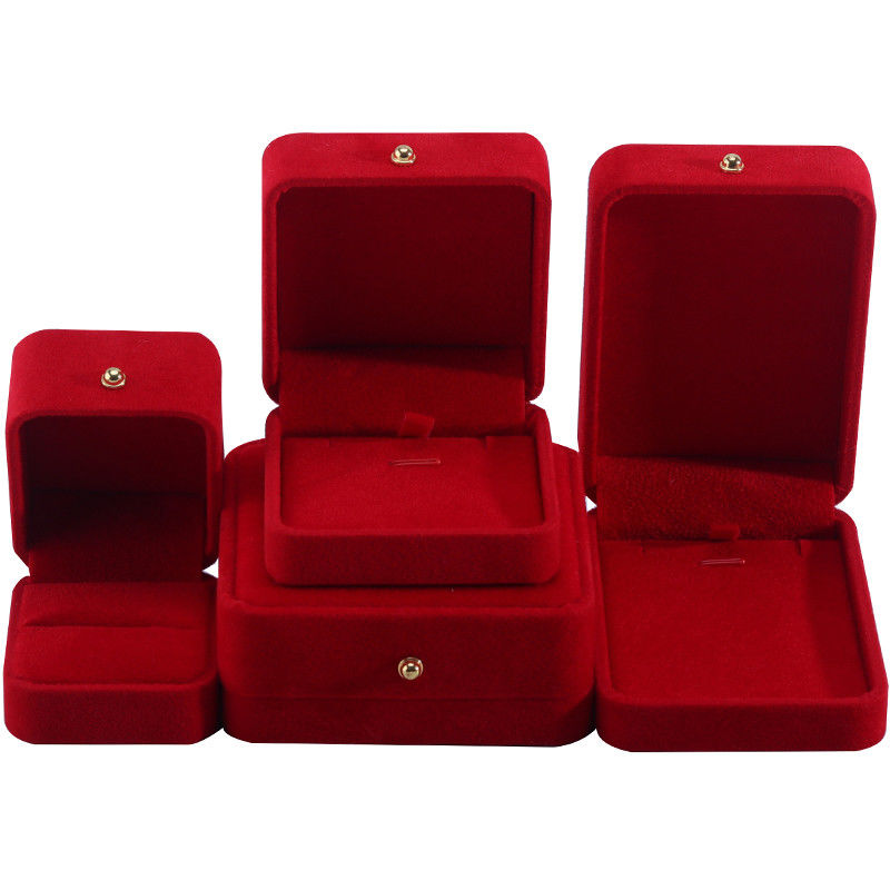 Rood fluweel sieraden verpakkingsdoos voor halsketting Armband Stud oorbellen Ring Custom Logo