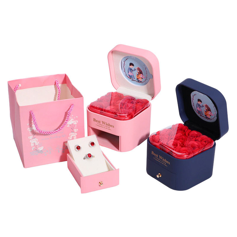 Custom Size Rose Immortal Drawer Bloem Juwelen Doos Voor Stud Oorbellen Hanger