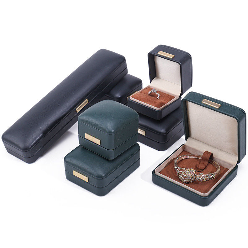 Handy Convex Dak Fake Leer Luxe Juwelen Doos Pakket met gouden staaf ornament